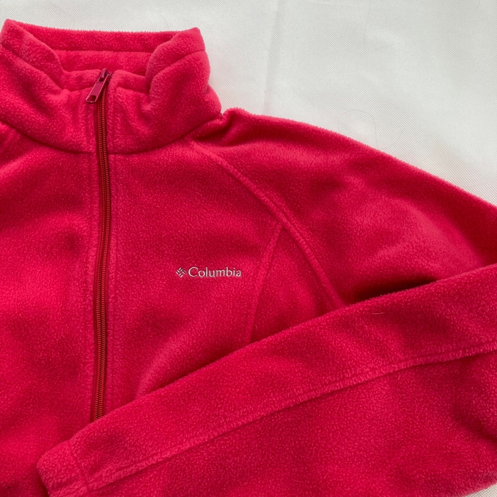 Columbia Jacket Womens Small Pink Fleece Full Zip Stand Collar Zip Pockets Warm